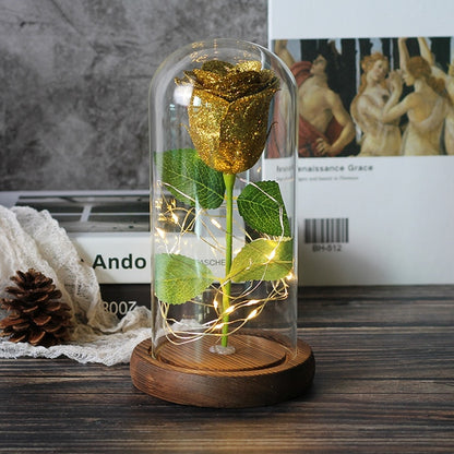 Sparkly Glitter Eternal Rose in Glass Dome LED Light