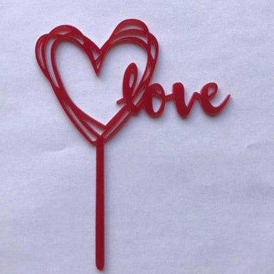 Gold Silver Acrylic Happy Birthday Love Heart Cake Topper