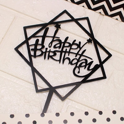 Gold Silver Acrylic Happy Birthday Love Heart Cake Topper