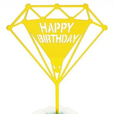 Gold Silver Acrylic Happy Birthday Love Heart Cake Topper