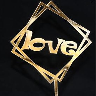 Gold Silver Acrylic Happy Birthday Love Heart Cake Topper