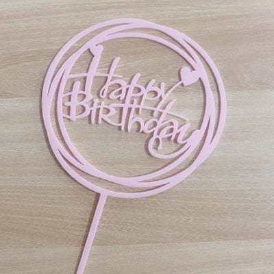 Gold Silver Acrylic Happy Birthday Love Heart Cake Topper