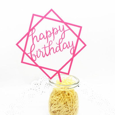 Gold Silver Acrylic Happy Birthday Love Heart Cake Topper