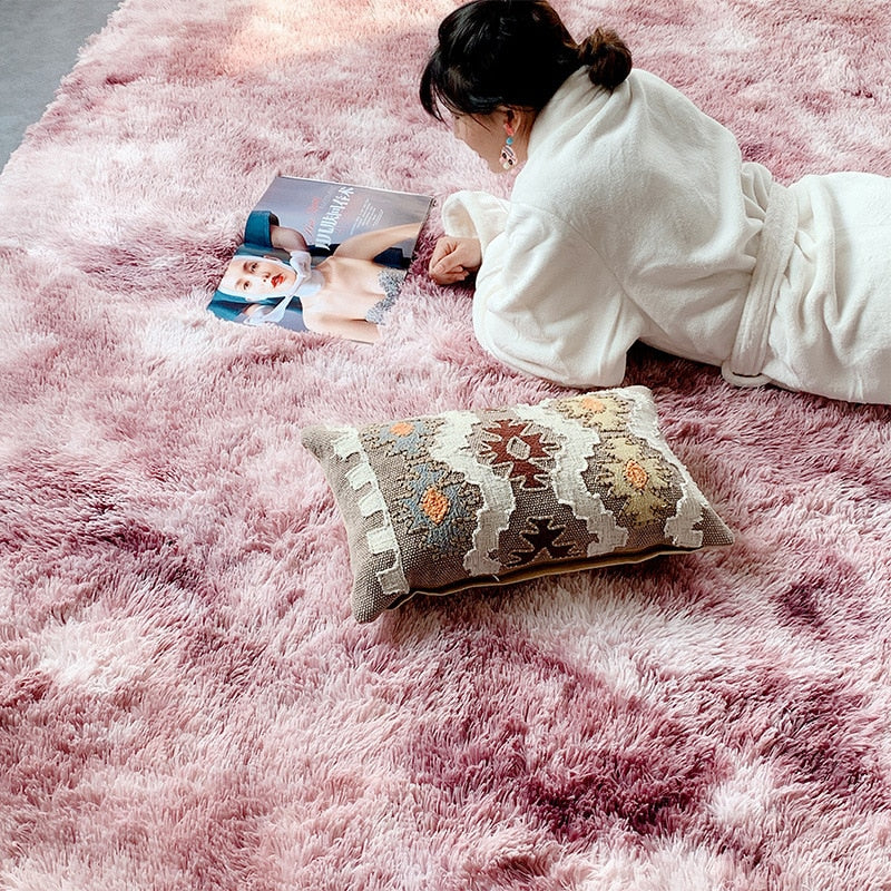 Tie-Dye Faux Soft Fur Plush Rug