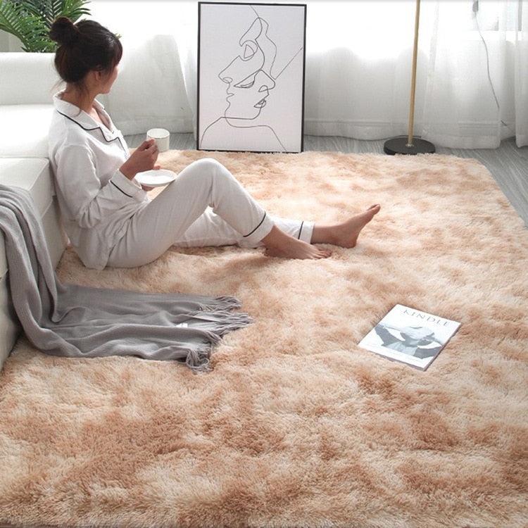 Tie-Dye Faux Soft Fur Plush Rug