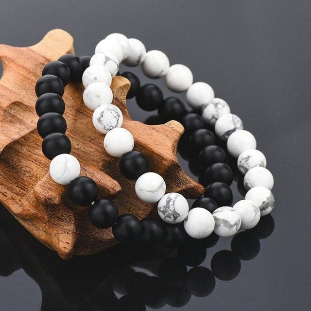 Beaded Natural Stone Matching Couples Bracelet