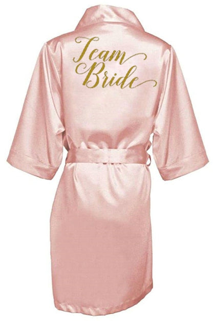 Rose Gold Bride Gown Satin Robe Bachelorette Party