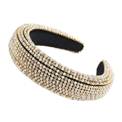 Glitzy Luxury Rhinestone Headband Padded Hairband