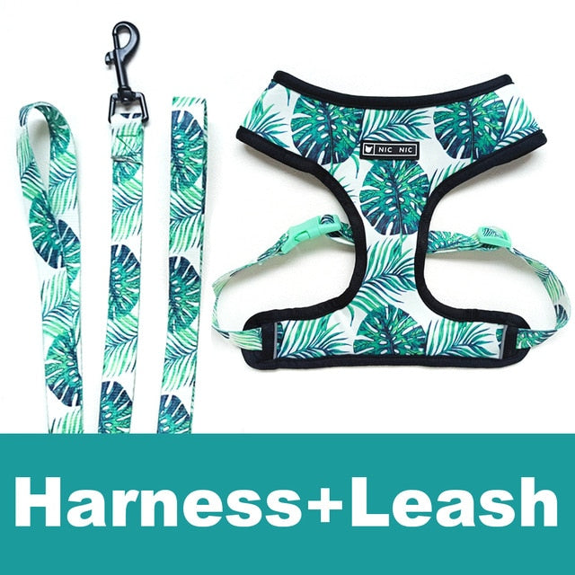 Tropical Vest Harness Leash Set for Small Medium Dogs