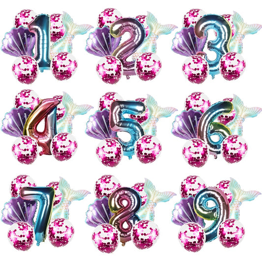 8pcs Mermaid Birthday Party Balloon Decoration