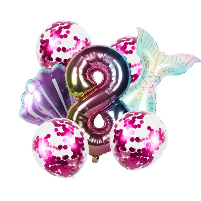 8pcs Mermaid Birthday Party Balloon Decoration