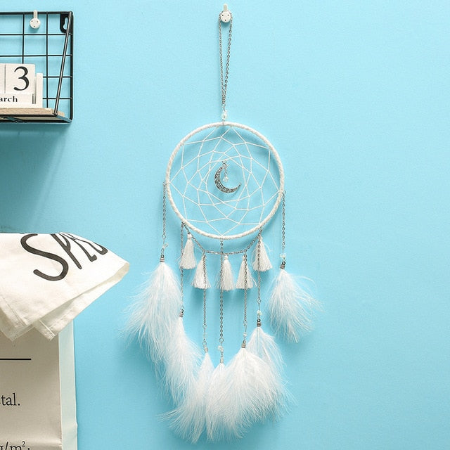 2 Ring Dream Catcher With Feather Wall Decor