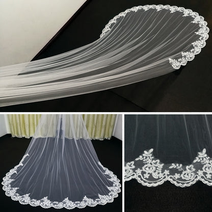 3M Cathedral Ivory White Wedding Veil Lace Edge