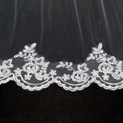 3M Cathedral Ivory White Wedding Veil Lace Edge