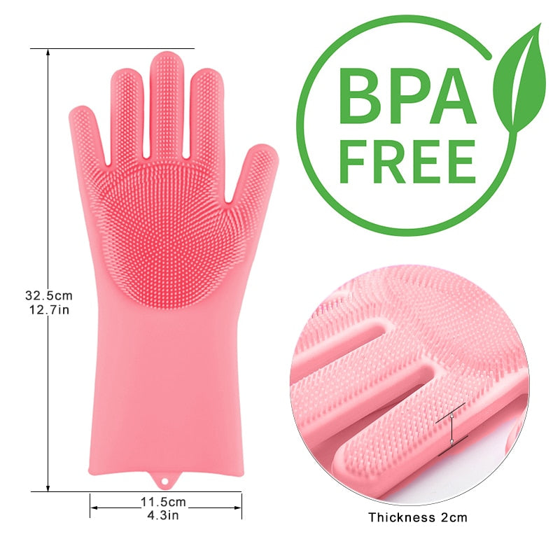 Magic Silicone Dishwashing Scrubber Gloves