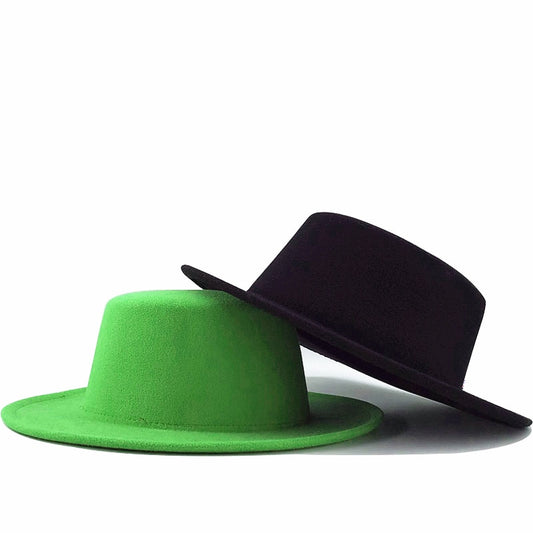 Round Winter Autumn Fedora with Flat Top