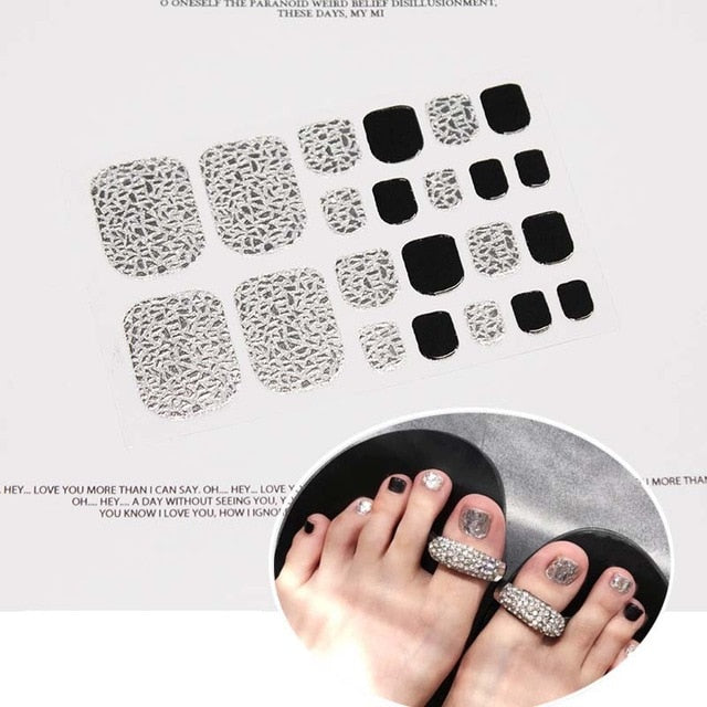 Toe Nail Sticker Glitter Full Cover Decal Strip