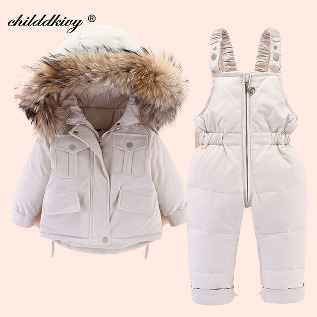 2pcs Winter Warm Baby Jacket and Jumpsuit