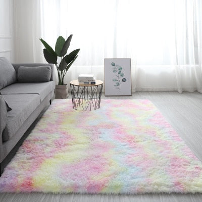 Tie-Dye Faux Soft Fur Plush Rug