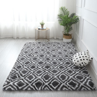 Tie-Dye Faux Soft Fur Plush Rug