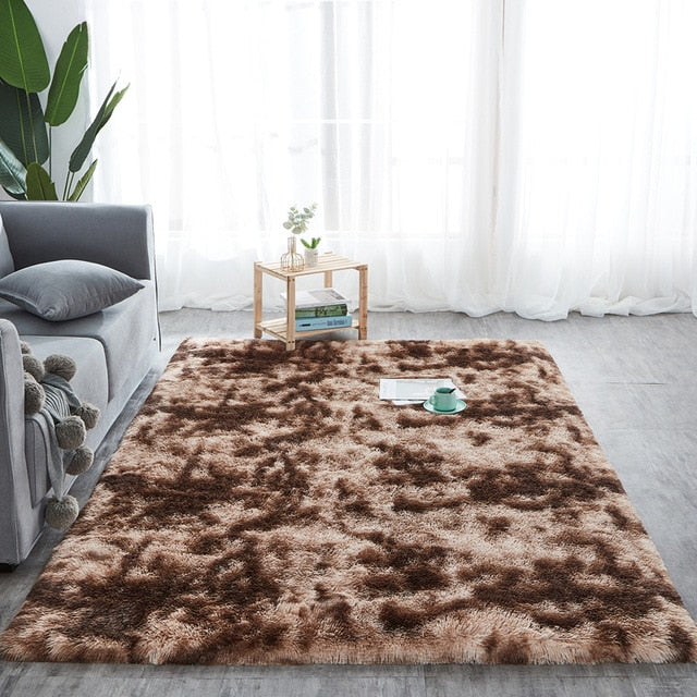 Tie-Dye Faux Soft Fur Plush Rug