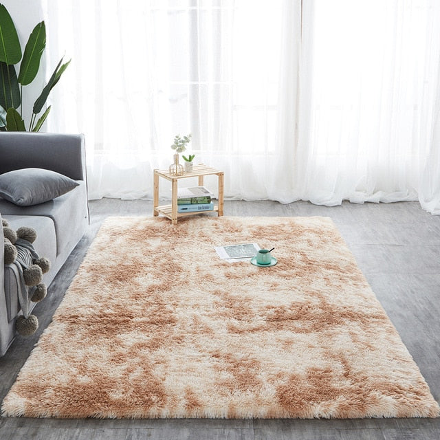 Tie-Dye Faux Soft Fur Plush Rug