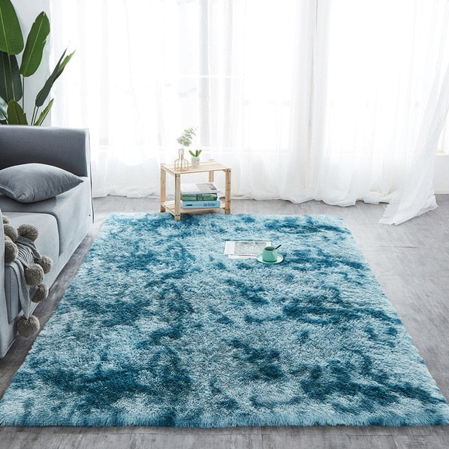 Tie-Dye Faux Soft Fur Plush Rug