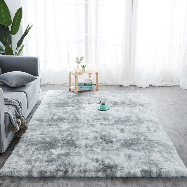 Tie-Dye Faux Soft Fur Plush Rug