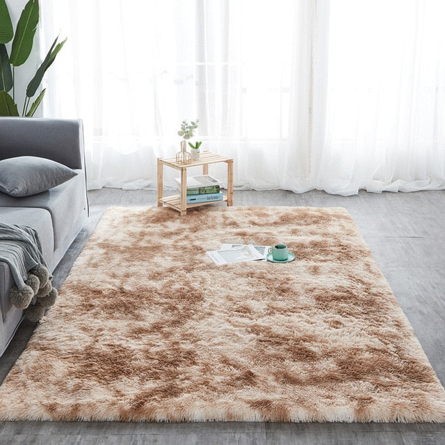 Tie-Dye Faux Soft Fur Plush Rug