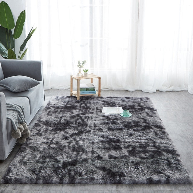 Tie-Dye Faux Soft Fur Plush Rug