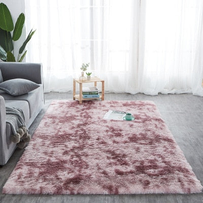 Tie-Dye Faux Soft Fur Plush Rug