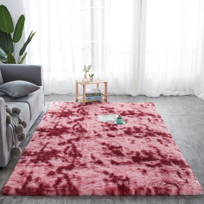 Tie-Dye Faux Soft Fur Plush Rug