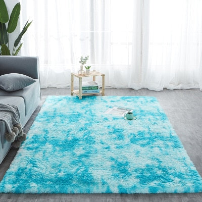 Tie-Dye Faux Soft Fur Plush Rug