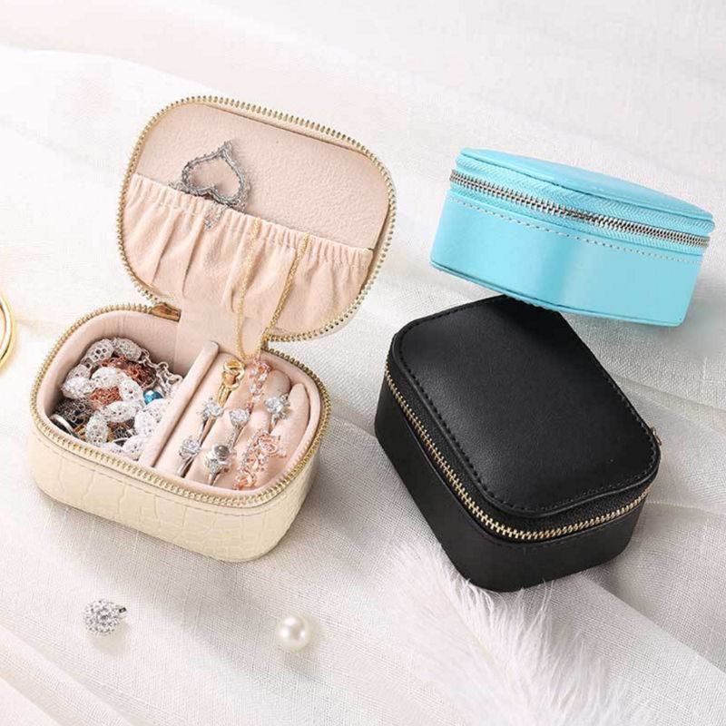 Faux PU Leather Portable Jewelry Box