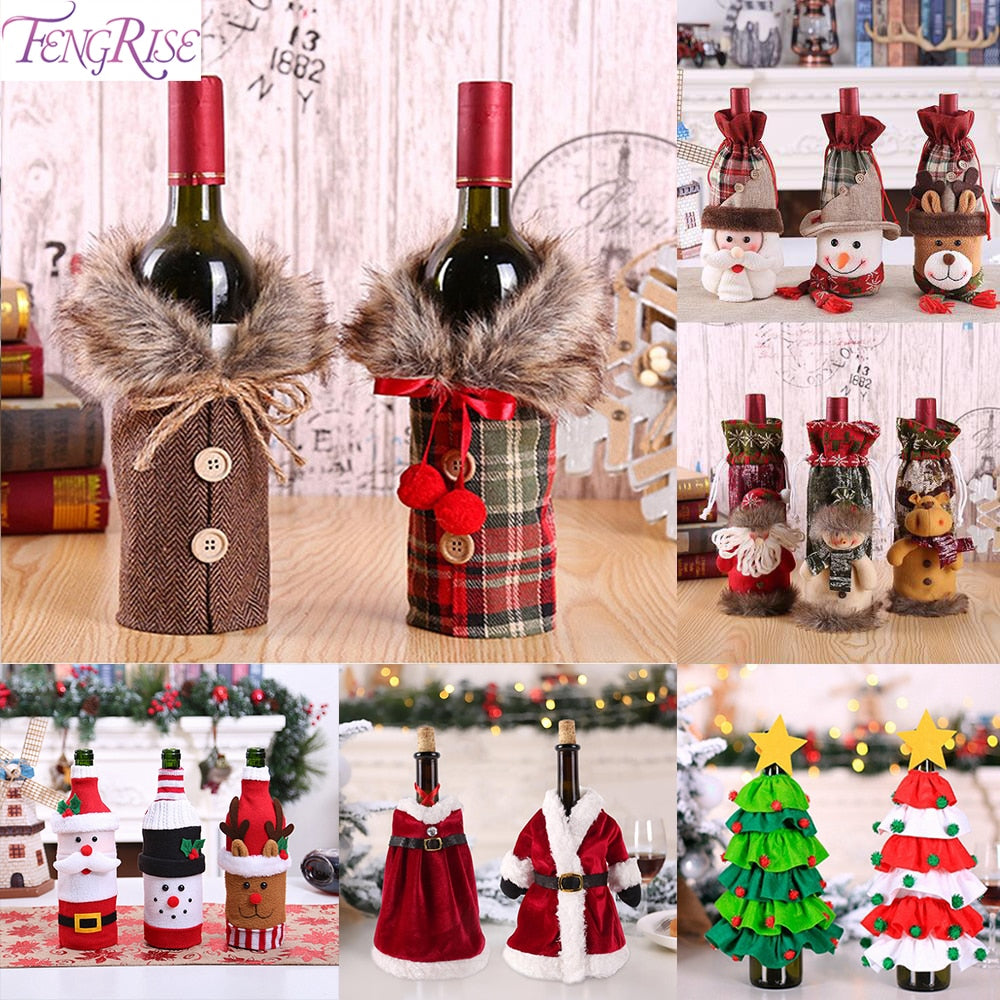 Christmas Wine Bottle Cover Decor