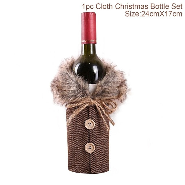 Christmas Wine Bottle Cover Decor