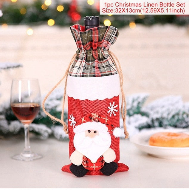 Christmas Wine Bottle Cover Decor