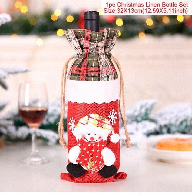 Christmas Wine Bottle Cover Decor