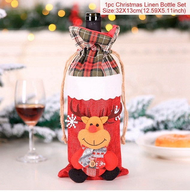 Christmas Wine Bottle Cover Decor