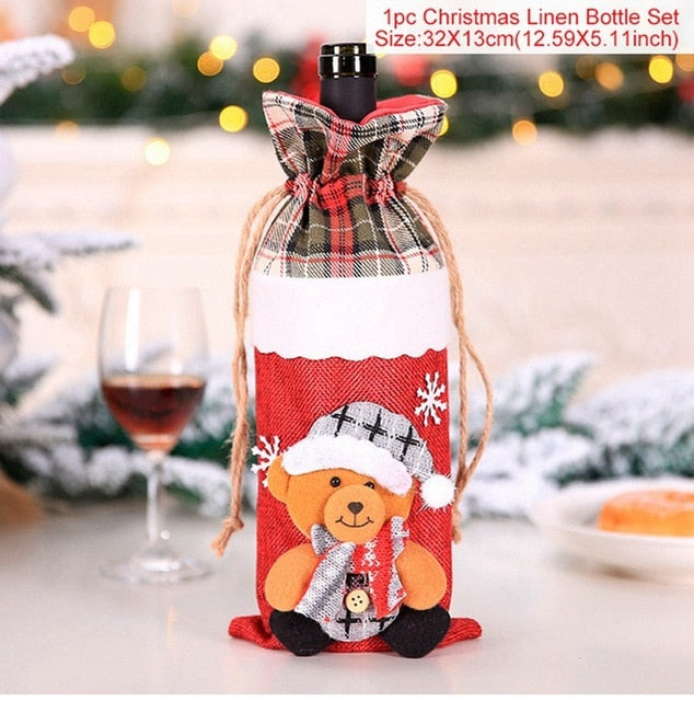 Christmas Wine Bottle Cover Decor