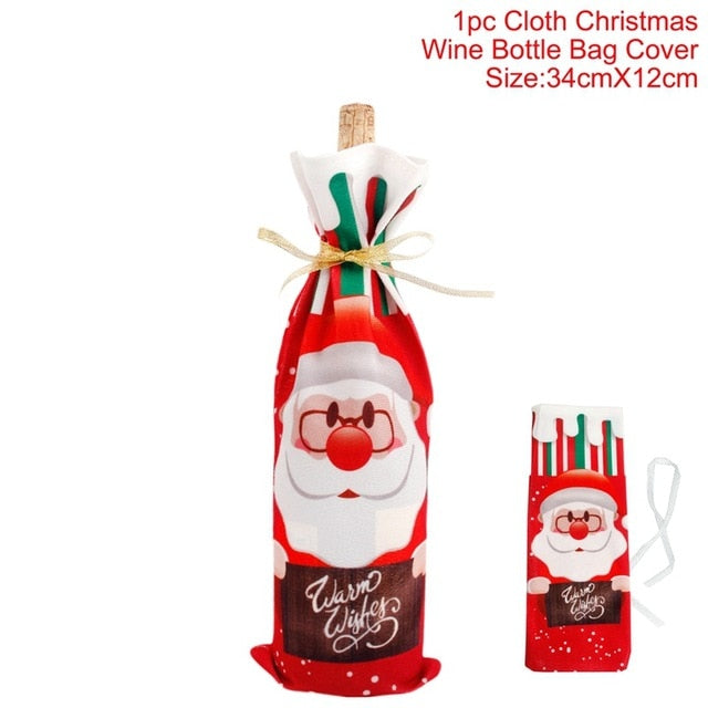 Christmas Wine Bottle Cover Decor