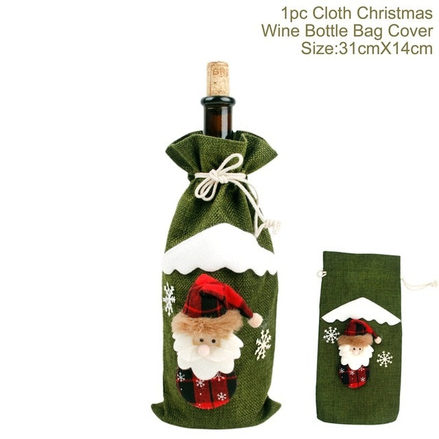 Christmas Wine Bottle Cover Decor