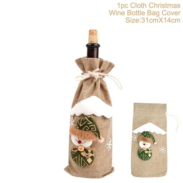 Christmas Wine Bottle Cover Decor