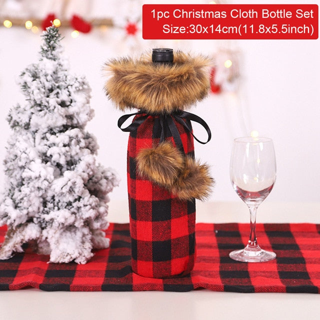 Christmas Wine Bottle Cover Decor