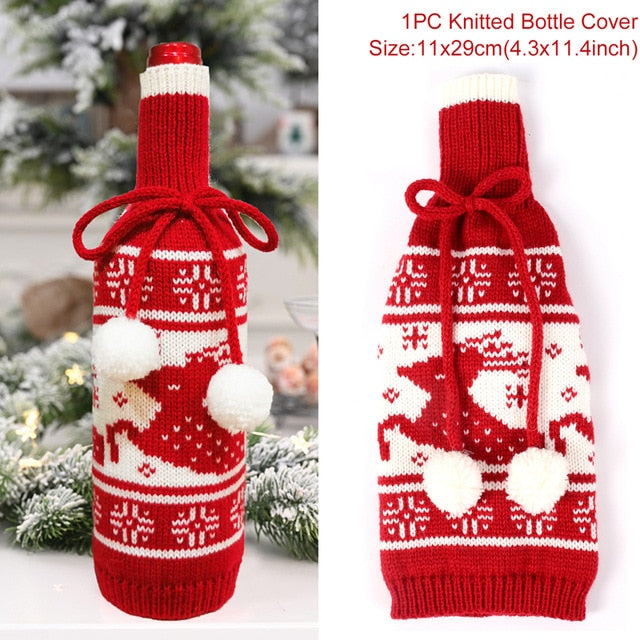 Christmas Wine Bottle Cover Decor