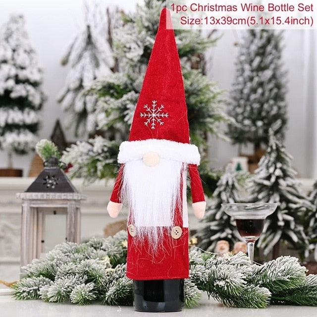 Christmas Wine Bottle Cover Decor