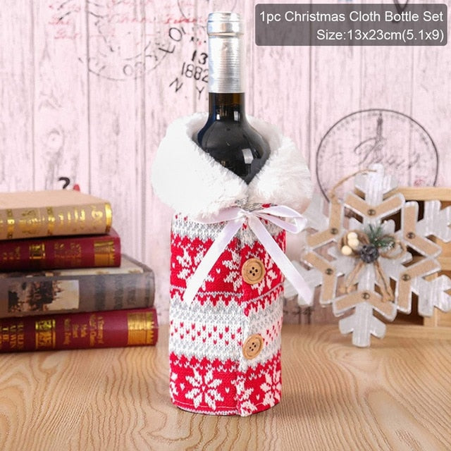 Christmas Wine Bottle Cover Decor