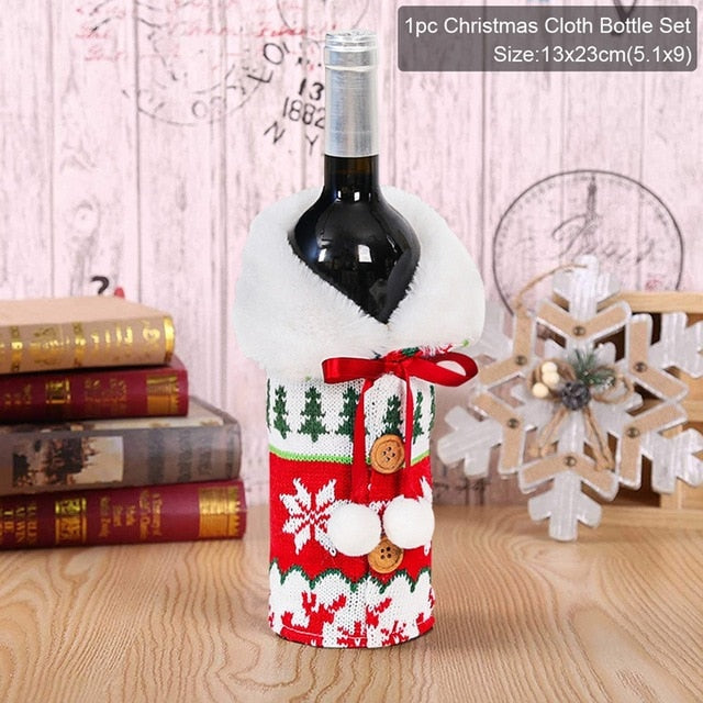 Christmas Wine Bottle Cover Decor