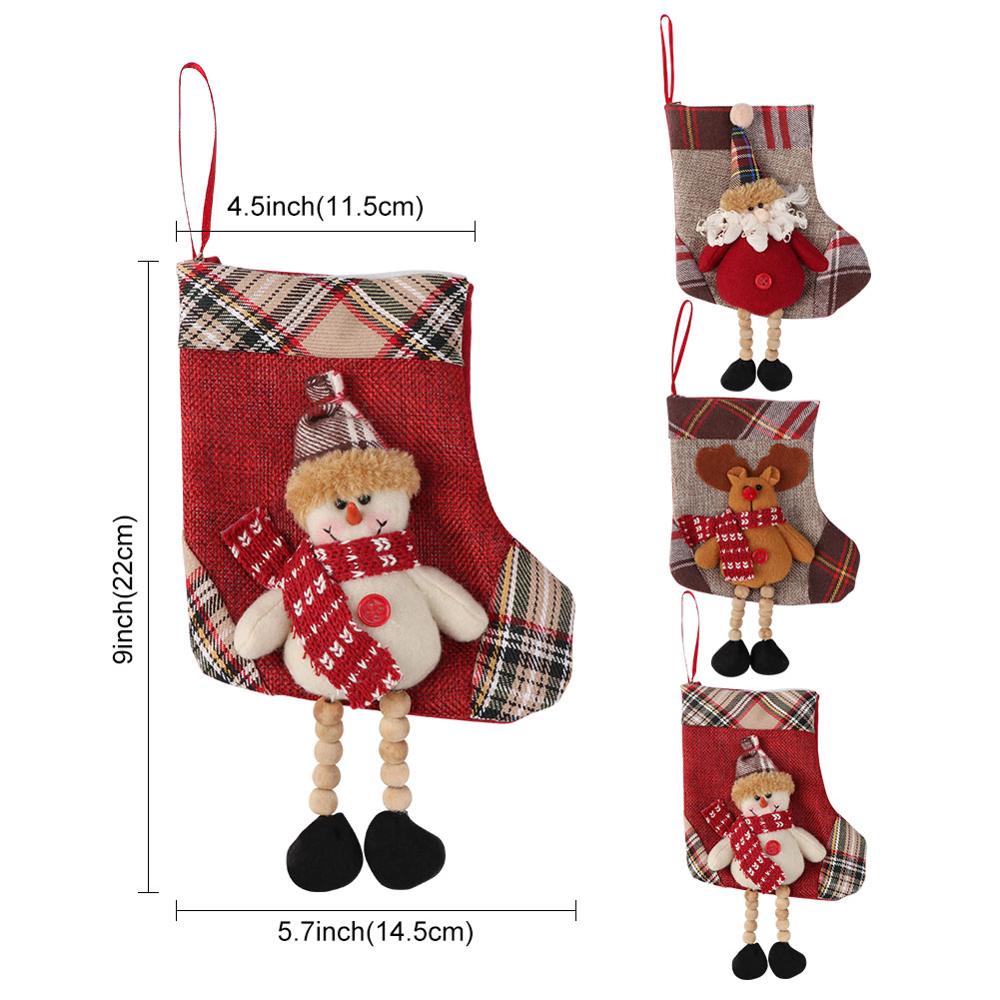 Plaid Christmas Stocking Hanging Dog Large Paw