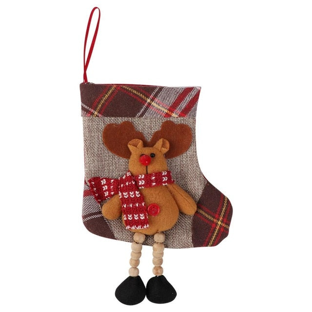 Plaid Christmas Stocking Hanging Dog Large Paw